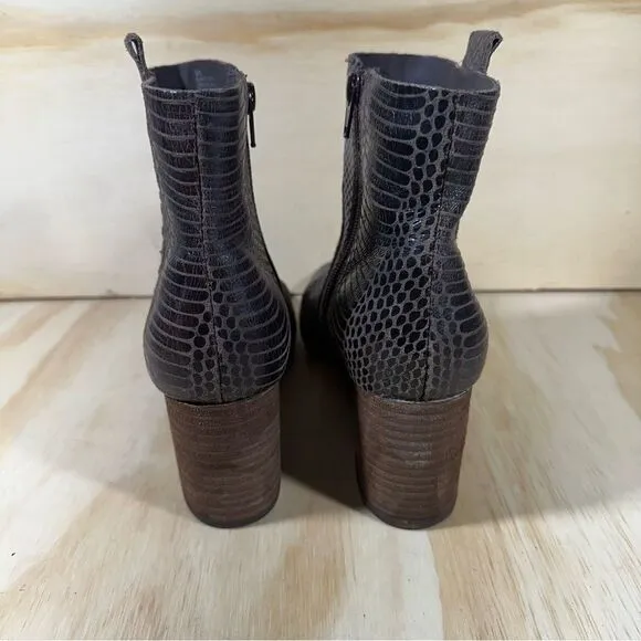 Korks By Kork Ease Leyland Brown Snakeskin Print Ankle Boots Women’s Size 9