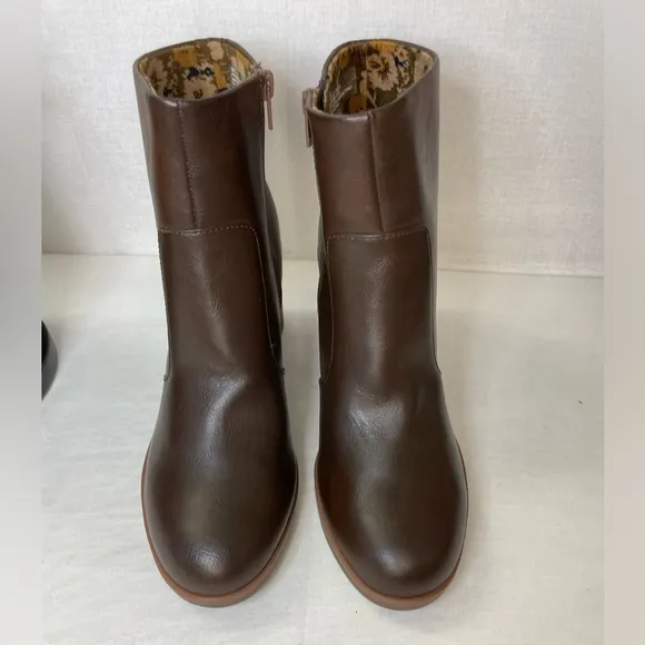 Korks Destiny Block Heel Brown Round Toe‎ Boots Booties 9M,