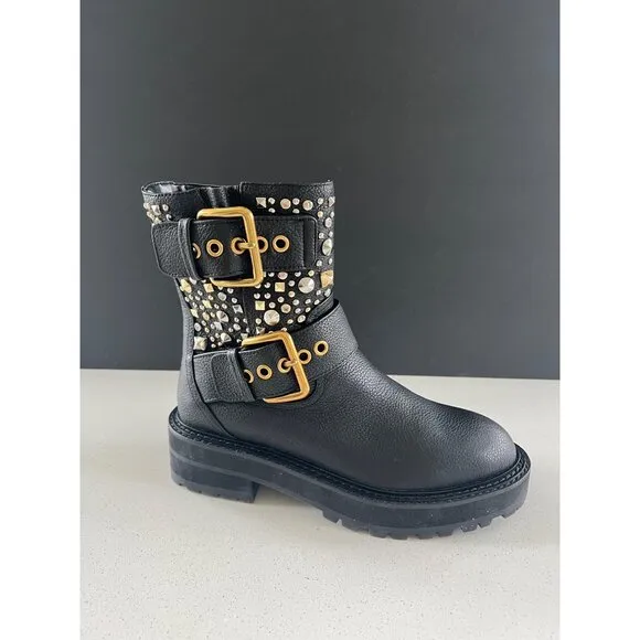 Kurt Geiger Ankle boots 225-Hackney Biker black leather Boots 36 NEW