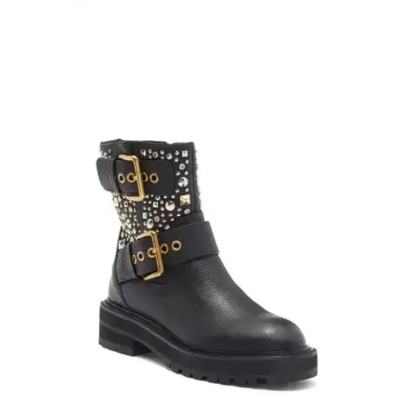 Kurt Geiger Ankle boots 225-Hackney Biker black leather Boots 36 NEW