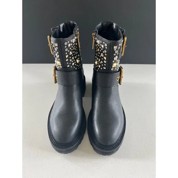 Kurt Geiger Ankle boots 225-Hackney Biker black leather Boots 36 NEW