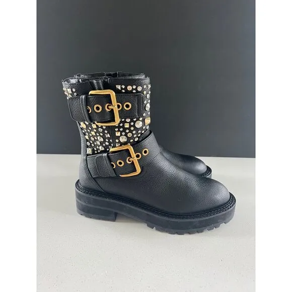 Kurt Geiger Ankle boots 225-Hackney Biker black leather Boots 36 NEW