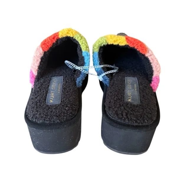 Kurt Geiger London Kensington Faux Shearling Platform Slippers NWOB Size 10