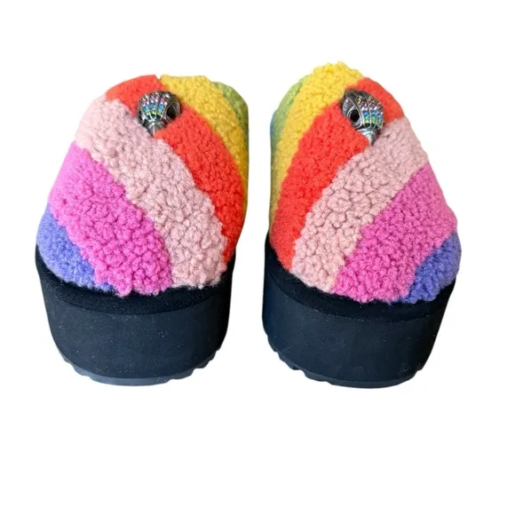 Kurt Geiger London Kensington Faux Shearling Platform Slippers NWOB Size 10