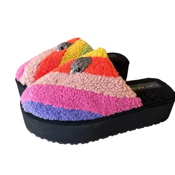 Kurt Geiger London Kensington Faux Shearling Platform Slippers NWOB Size 10