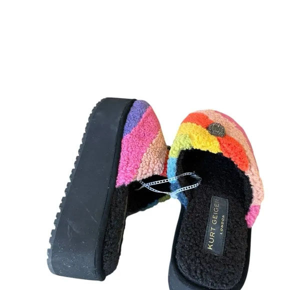Kurt Geiger London Kensington Faux Shearling Platform Slippers NWOB Size 10