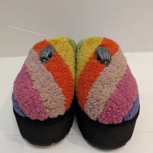 Kurt Geiger London Women Kensington Faux Shearling Platform Slippers Rainbow 7.5
