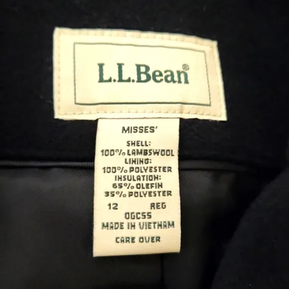 L. L. Bean Classic Lambswool Polo Coat 3/4 Length Black Size 12 LIKE NEW!