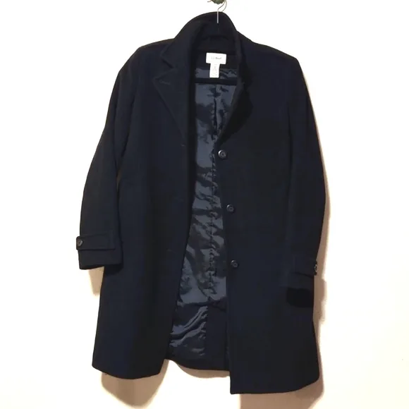 L. L. Bean Classic Lambswool Polo Coat 3/4 Length Black Size 12 LIKE NEW!