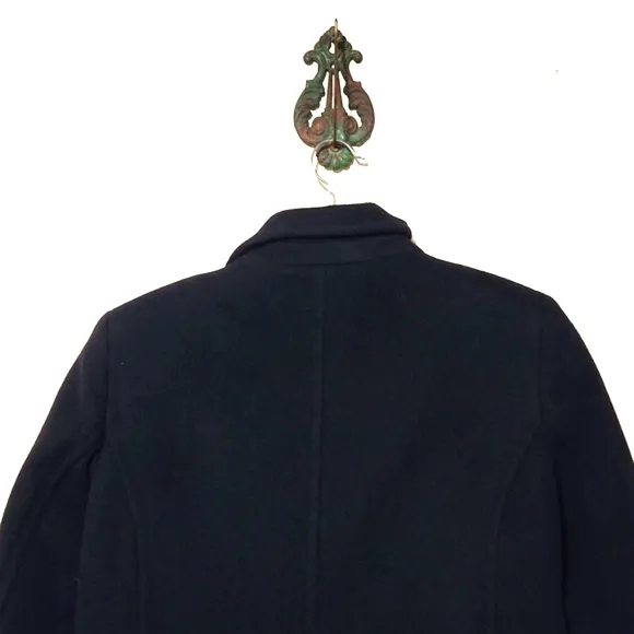 L. L. Bean Classic Lambswool Polo Coat 3/4 Length Black Size 12 LIKE NEW!
