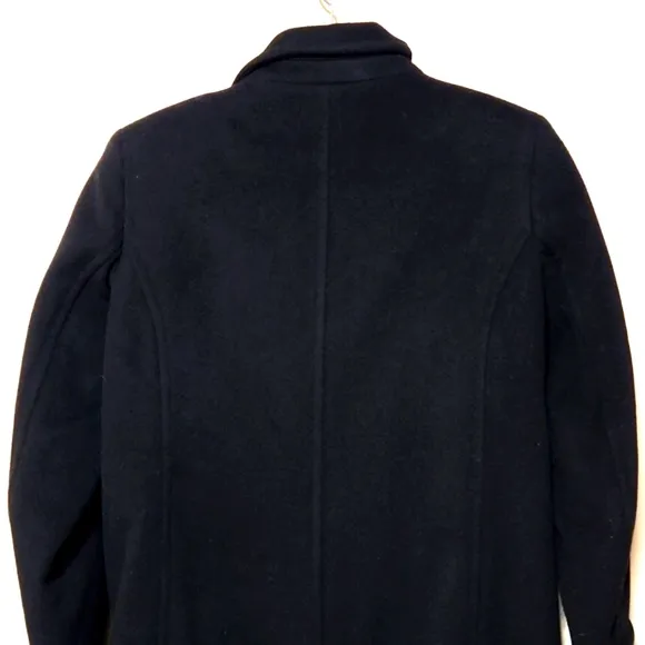 L. L. Bean Classic Lambswool Polo Coat 3/4 Length Black Size 12 LIKE NEW!