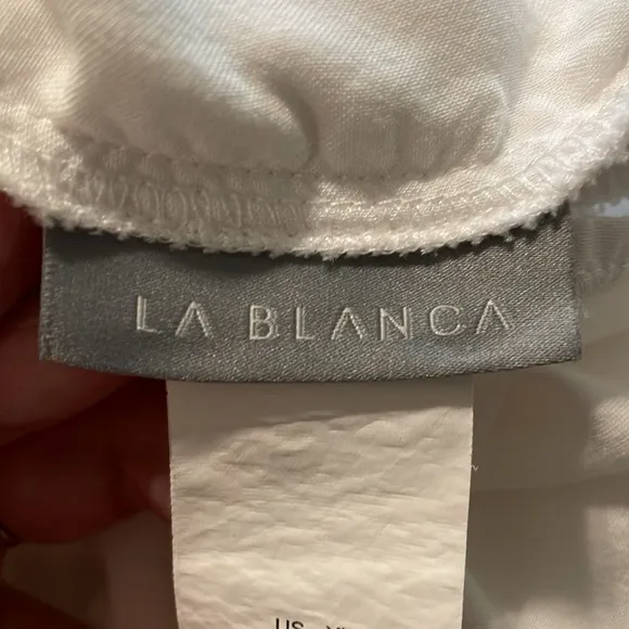 La Blanca Women's Midi Dress XL White Cut Out Tie Front Lightweight Flowy Preppy