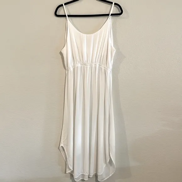La Blanca Women's Midi Dress XL White Cut Out Tie Front Lightweight Flowy Preppy