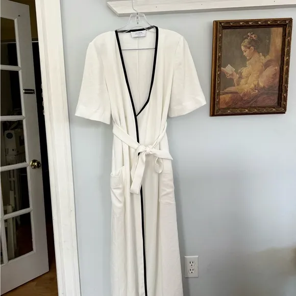 La Ligne Riviera Wrap Effect Two-Tone Canvas Dress White Quiet Luxury