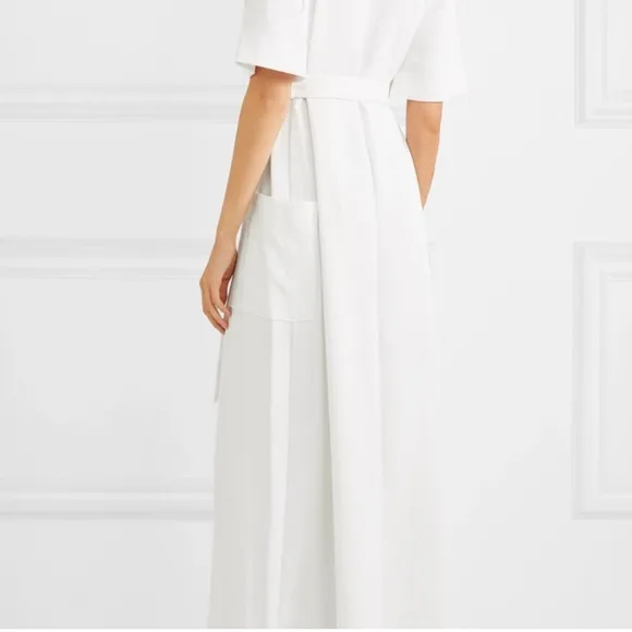La Ligne Riviera Wrap Effect Two-Tone Canvas Dress White Quiet Luxury