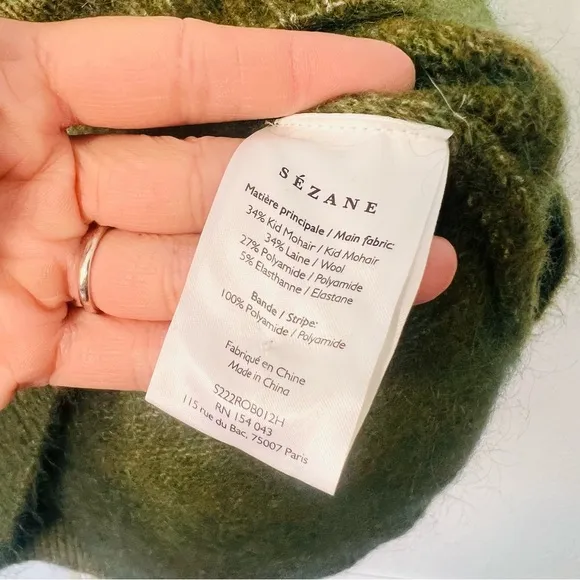 La Maille Sezane Luxury Green Mohair Wool Blend PollySweater Dress M