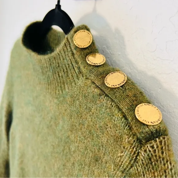 La Maille Sezane Luxury Green Mohair Wool Blend PollySweater Dress M