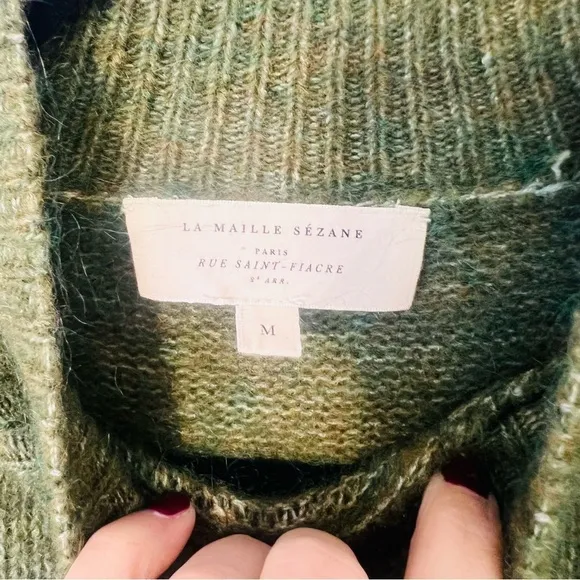 La Maille Sezane Luxury Green Mohair Wool Blend PollySweater Dress M