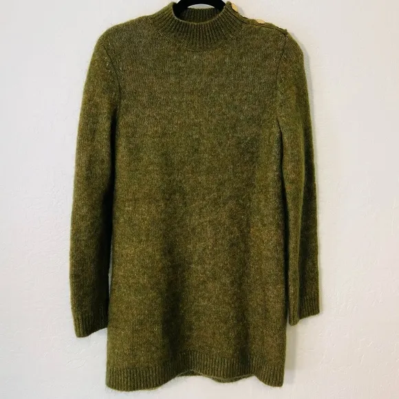 La Maille Sezane Luxury Green Mohair Wool Blend PollySweater Dress M