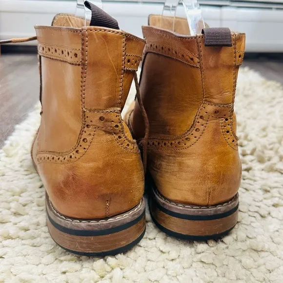 La Milano Memory Foam Leather Men Wingtip Ankle Cognac Color Boots Size 13