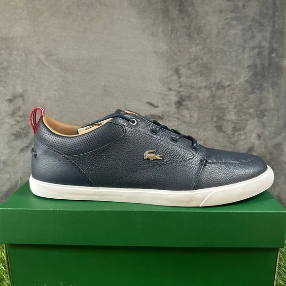 Lacoste Bayliss 119 Leather Sneakers Casual Low Top Navy Blue Shoes Mens 13 D