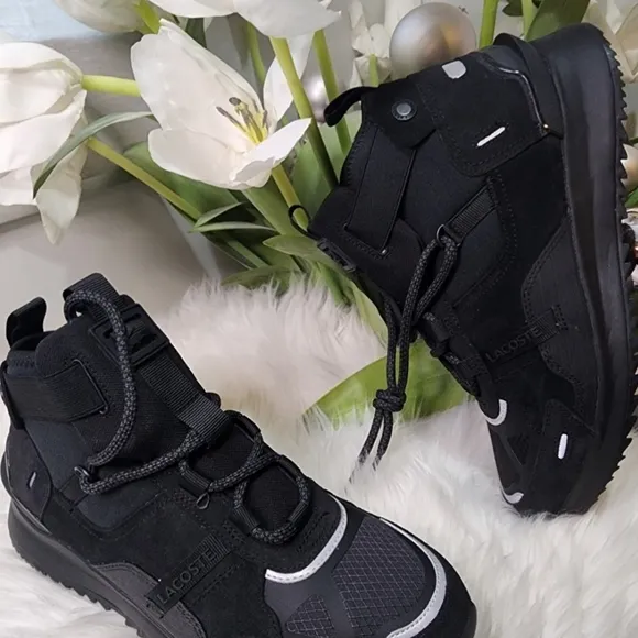 Lacoste Run Breaker 0320 Black Breaker Sneaker Shoes Leather   Mens9/Women10.5