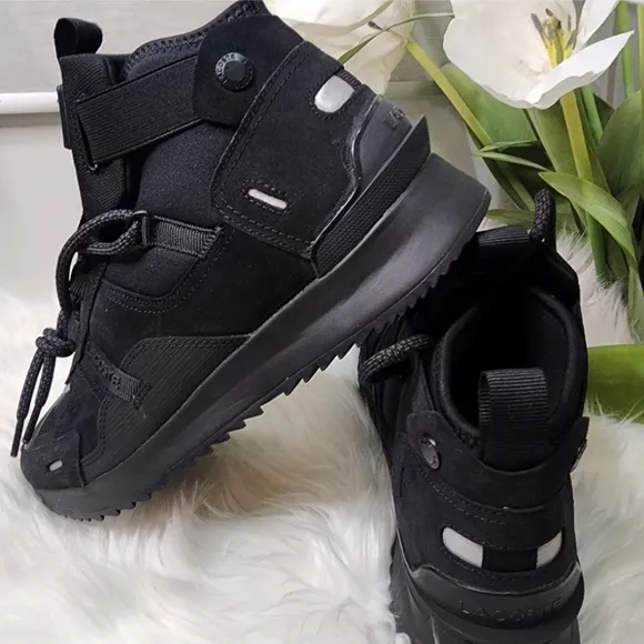 Lacoste Run Breaker 0320 Black Breaker Sneaker Shoes Leather   Mens9/Women10.5