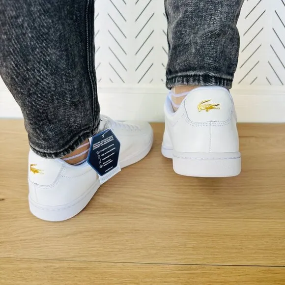 ✨Lacoste Womens Comfy Leather Shoes Sz 7(7.5) Preppy  Hydez 119 2 P SFA White