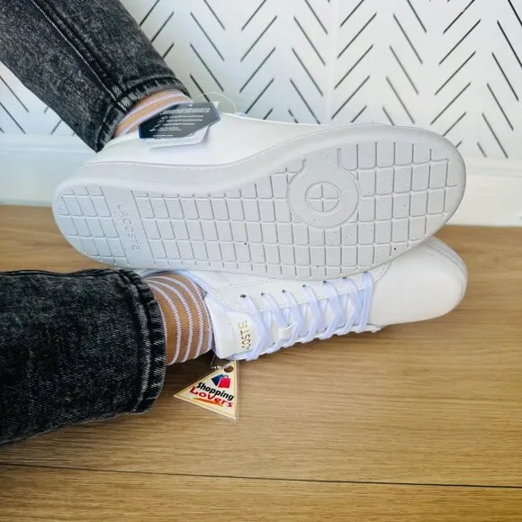 ✨Lacoste Womens Comfy Leather Shoes Sz 7(7.5) Preppy  Hydez 119 2 P SFA White