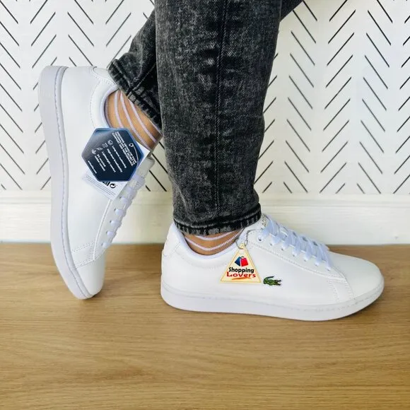 ✨Lacoste Womens Comfy Leather Shoes Sz 7(7.5) Preppy  Hydez 119 2 P SFA White