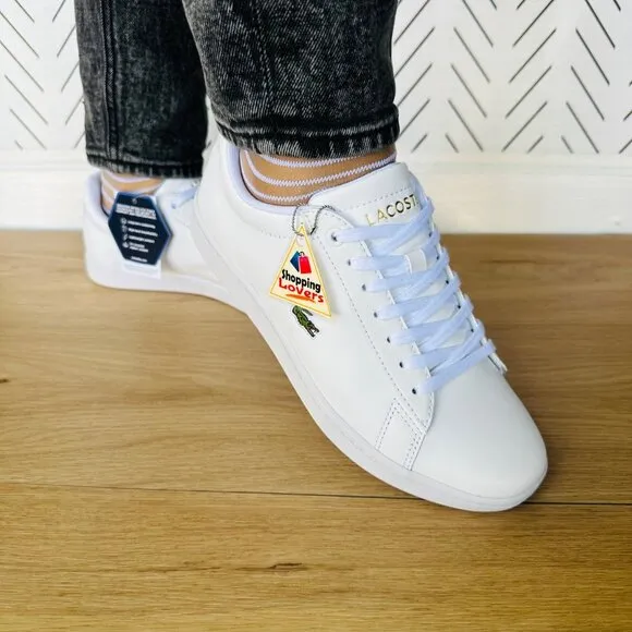 ✨Lacoste Womens Comfy Leather Shoes Sz 7(7.5) Preppy  Hydez 119 2 P SFA White