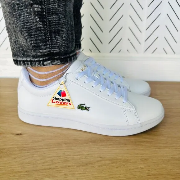 ✨Lacoste Womens Comfy Leather Shoes Sz 7(7.5) Preppy  Hydez 119 2 P SFA White