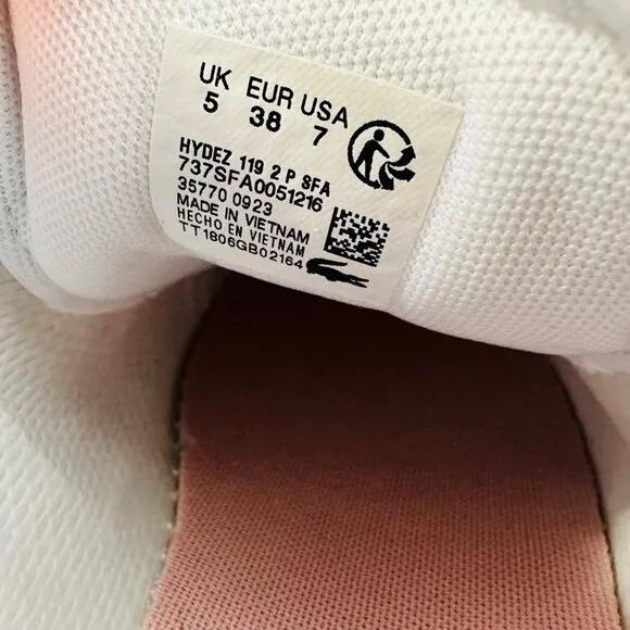 ✨Lacoste Womens Comfy Leather Shoes Sz 7(7.5) Preppy  Hydez 119 2 P SFA White