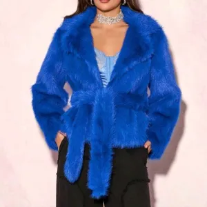 Ladies Long Sleeve Fuzzy Minimalist Blazer,Casual For Everyday