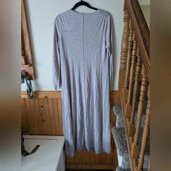 Lafayette 148 Ballet Studio Maxi Aster Gray Lavender Dress Size XL