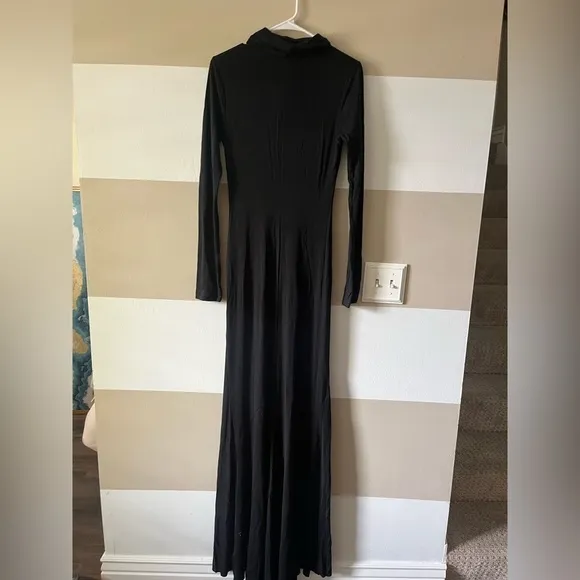 L’AGENCE Black Long Sleeve Maxi Dress Cowl Neck Size 4