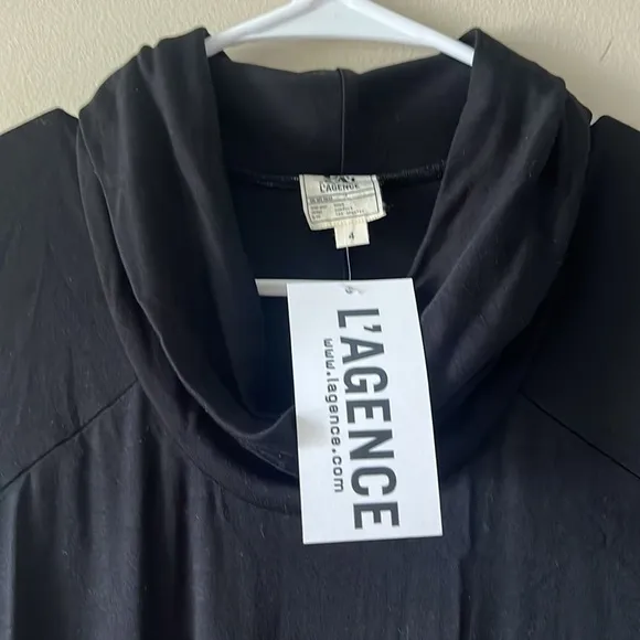 L’AGENCE Black Long Sleeve Maxi Dress Cowl Neck Size 4