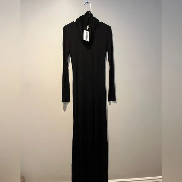 L’AGENCE Black Long Sleeve Maxi Dress Cowl Neck Size 4