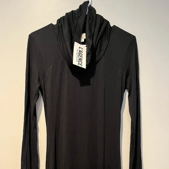 L’AGENCE Black Long Sleeve Maxi Dress Cowl Neck Size 4