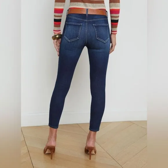 L’AGENCE Margot High Rise Skinny Baltic Dark Wash Denim Luxury Designer 25