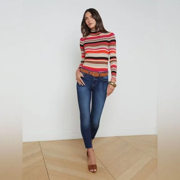 L’AGENCE Margot High Rise Skinny Baltic Dark Wash Denim Luxury Designer 25