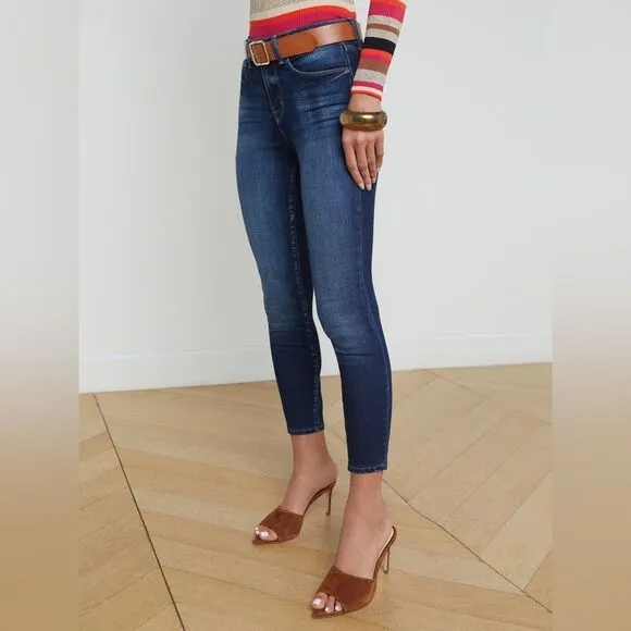 L’AGENCE Margot High Rise Skinny Baltic Dark Wash Denim Luxury Designer 25