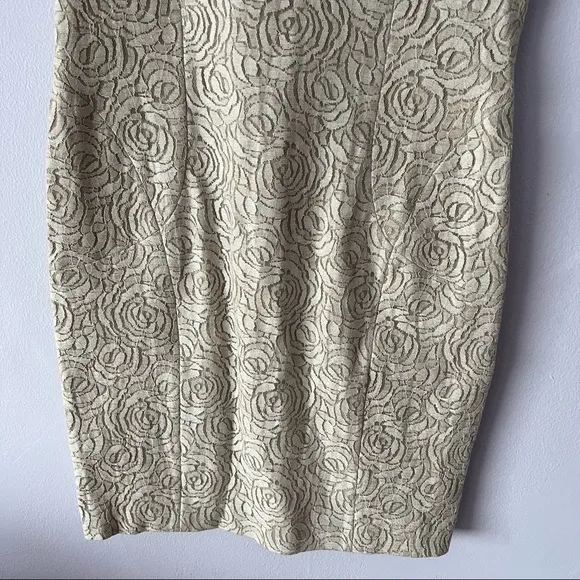 L'AGENCE Neutral Lace Rose Patterned Linen Blend Dress 8