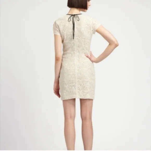 L'AGENCE Neutral Lace Rose Patterned Linen Blend Dress 8