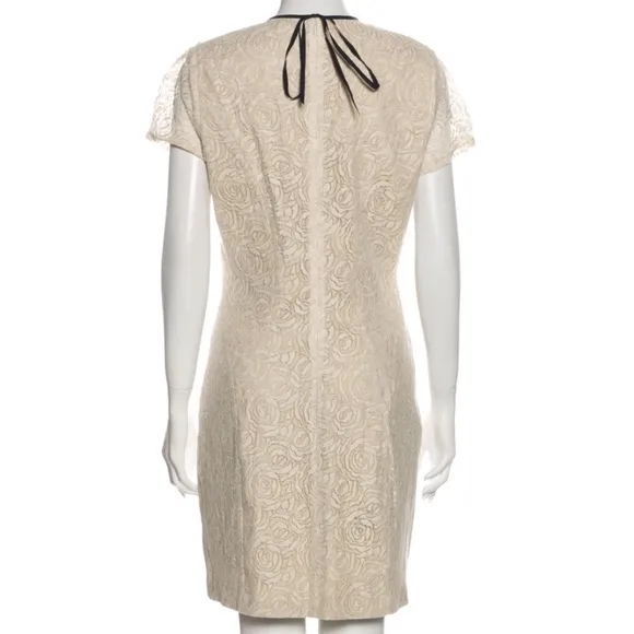 L'AGENCE Neutral Lace Rose Patterned Linen Blend Dress 8
