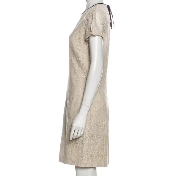 L'AGENCE Neutral Lace Rose Patterned Linen Blend Dress 8