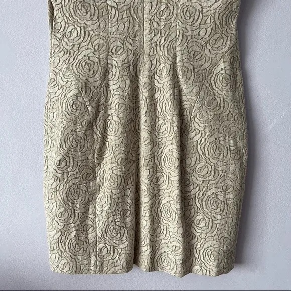 L'AGENCE Neutral Lace Rose Patterned Linen Blend Dress 8