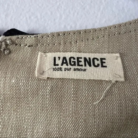 L'AGENCE Neutral Lace Rose Patterned Linen Blend Dress 8
