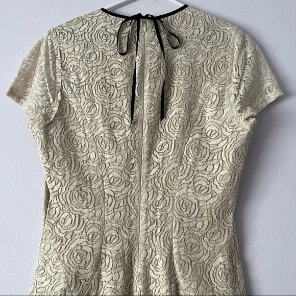 L'AGENCE Neutral Lace Rose Patterned Linen Blend Dress 8