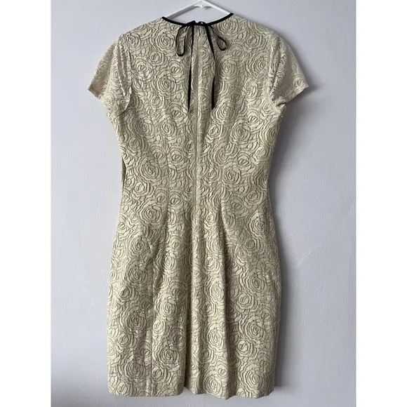 L'AGENCE Neutral Lace Rose Patterned Linen Blend Dress 8